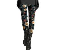 Leggings da donna colorati a fantasia, in cotone, caldi pantaloni da jogging da donna, invernali, collant termici, a vita alta, elasticizzati, con stampa floreale, morbidi, c, L