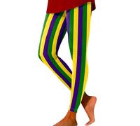 Leggings da donna, comodi collant sportivi per carnevale, con stampa di colore, morbidi elastici, per riporre oggetti scolastici, giallo., M