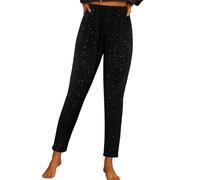 Leggings da donna con paillettes luccicanti neri glitterati skinny collant sexy con paillettes luccicanti per festival, abbigliamento di Capodanno, pantaloni metallizzati, A001 nero, L