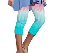 Leggings da donna foderati in pile termici, alla moda, leggings a 3/4 da donna, a vita alta, stampa atletica, yoga, allenamento, pantaloni corti per allenamento, sport, yoga, corsa, blu cielo, S