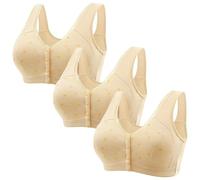 Leggings da donna in argento sexy pizzo frontale Shaping Cup regolabile Shoulder Strap Large Size Bra Slip Cotone a Vita Alta, beige, 5X-Large