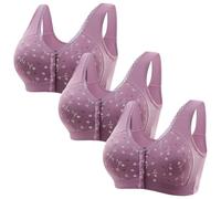 Leggings da donna in argento sexy pizzo frontale Shaping Cup regolabile Shoulder Strap Large Size Bra Slip Cotone a Vita Alta, viola., L
