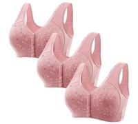 Leggings da donna in argento sexy pizzo frontale Shaping Cup regolabile Shoulder Strap Large Size Bra Slip Cotone a Vita Alta, Rosa, XXL