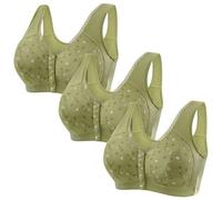 Leggings da donna in argento sexy pizzo frontale Shaping Cup regolabile Shoulder Strap Large Size Bra Slip Cotone a Vita Alta, verde, M