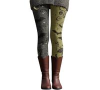 Leggings da donna in cotone, colore nero, con motivo | Leggings termici foderati, per la pancia, da yoga, invernali, caldi, in lana, a vita alta