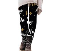 Leggings da donna, lunghezza caviglia, motivo lettere stagionali, stampati, comodi e caldi, per l'inverno