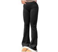 Leggings da donna svasati Palazzo controllo pancia yoga pantaloni morbidi elastici joggers allenamento pantaloni della tuta Activewear collant a vita alta pantaloni da salotto pantaloni da donna, Nero