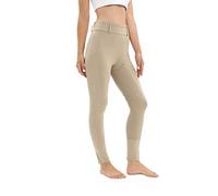 Leggings da equitazione da donna con inserti completi e tasca per il telefono, pantaloni da equitazione da donna e ragazza a vita alta, elasticizzati con anelli per la cintura, cachi, XXL