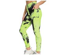 Leggings da palestra con culo scrunch, leggings da palestra con stampa tie-dye alla moda, pantaloni traspiranti con tasche, comodi pantaloni da sollevamento del sedere, pantaloni sexy aderenti