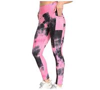 Leggings da palestra con culo scrunch, leggings da palestra con stampa tie-dye alla moda, pantaloni traspiranti con tasche, comodi pantaloni da sollevamento del sedere, pantaloni sexy aderenti