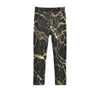 Leggings da ragazza, colore nero, oro, marmo, pantaloni lunghi, elasticizzati, casual, leggings dorati, per bambini, 4-10T, multicolore, 7-8 Anni