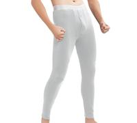 Leggings da uomo foderati in pile termico, invernali, a compressione, caldi per il freddo, Grigio, M