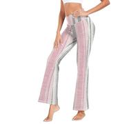 Leggings da yoga a righe grigie rosa per le donne a vita alta comodi per la palestra, Colorato, M