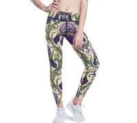Leggings da yoga da donna stampati William Morris Style Iris Flowers, William Morris Style Iris Flowers Pattern, S