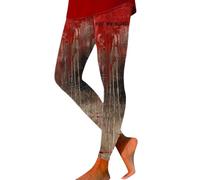 Leggings di Halloween da donna a vita alta burrosa morbidi non il mio sangue leggings sanguinanti controllo pancia pantaloni a compressione indossare con tunica, bianco, 3XL