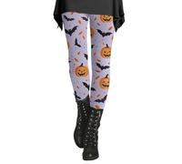 Leggings di Halloween da donna a vita alta divertente pipistrello zucca collant stampati burroso morbido controllo pancia bottino sollevamento pantaloni a compressione, Viola, XXL
