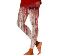 Leggings di Halloween da donna divertenti a vita alta Help Me Bloody Leggings Controllo Pancia Burroso Morbido Running Allenamento Yoga Pantaloni, cachi, L