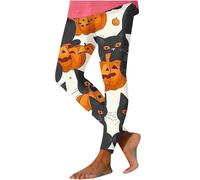 Leggings di Halloween per le donne a vita alta carino gatto nero fantasma zucca collant burroso morbido bottino sollevamento allenamento compressione yoga pantaloni, bianco, S