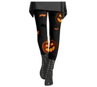Leggings di Halloween per le donne a vita alta controllo della pancia Ciclismo Allenamento Leggings Non Vedi Attraverso Burroso Morbido Spettrale Zucca Collant, cachi, M