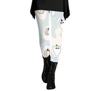 Leggings di Halloween per le donne taglie forti a vita alta controllo pancia collant zucca burroso morbido allenamento atletico leggings a compressione, Azzurro, 3XL