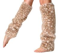 Leggings Di Peluche | 1 Paio Di Ghette Morbide E Calde | Leggings Elastici Carini Stampati Cervo Marrone | Per Caviglia Costume Natale Abbigliamento Vestito Cosplay Gonna Adolescente