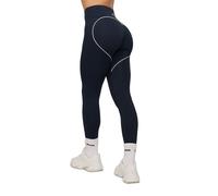 Leggings donna Varsity lunghi a vita alta senza tasche blu con dettagl