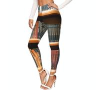 Leggings elasticizzati delle donne della stampa della libreria della biblioteca, allenamento non trasparente, Nero , M