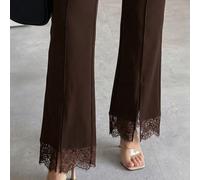 Leggings eleganti da donna in pizzo nero con inserti, vita alta elastica, adatti per l'ufficio, gli appuntamenti e abbinabili a vari top, pantaloni versatili per l'estate L,M,S,XL,XS,XXSColore unicoTe