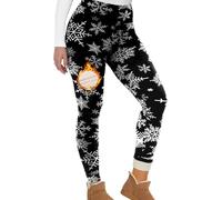 Leggings Foderati in Pile da Donna, Calze Invernali Calde da Donna Pantaloni da Yoga per Il Controllo della Pancia A Vita Alta, Snowflake, L