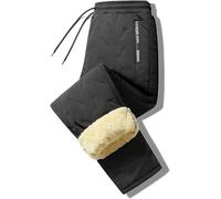 Leggings Foderati in Pile, Pantaloni da Lavoro, Tuta da Ginnastica Invernale Calda, Pantaloni Sportivi all'Aria Aperta con Coulisse, Black Straight Pants, L