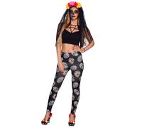 Leggings Halloween Day Of The Dead Taglia Unica Aderente Donna