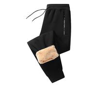 Leggings imbottiti da donna - Pantaloni foderati in pile da donna, pantaloni bassi spessi, colori puri bottoms rilassati, pantaloni comodi, tuta termica foderata in pile harem inverno pantaloni, Nero