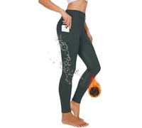 Leggings invernali da equitazione da donna, con imbottitura completa, termica, da equitazione, foderati in pile, impermeabili, con passanti per cintura, grigio., M