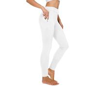 Leggings invernali da equitazione da donna, con imbottitura completa, termica, da equitazione, foderati in pile, impermeabili, con passanti per cintura, bianco, M