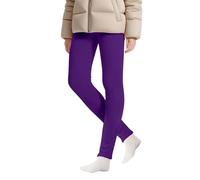 Leggings invernali foderati in pile per bambini, in cotone termico, elasticizzati, a vita alta, caldi, Viola scuro, 5-6 Anni