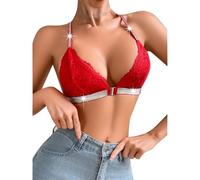 Leggings Maternità Cotone Women's Lace Bra Front Closure Braccio Wireless Tri Angolo Bralette Comfort Bra Leggings Vestiti Caldi, rosso, M