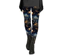 Leggings natalizi da donna, a vita alta, con stampa natalizia, leggings termici, leggings da donna, elasticizzati, comodi collant natalizi, Blu scuro, 5XL