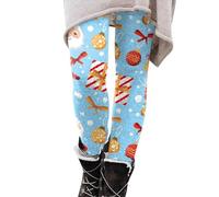 Leggings natalizi da donna retrò abiti natalizi da donna alla moda comodi slim Merry Christmas Babbo Natale fiocco di neve stampati pantaloni casual leggings abbigliamento sportivo indoor outdoor, Blu