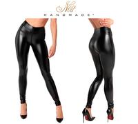 Leggings Neri Aderenti Powerwetlook Noir Orgia Chimera Vita Alta Zip Lunga S-XL