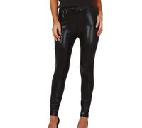 Leggings pantacollant fuseaux nero metallizzato per travestimento disco donna