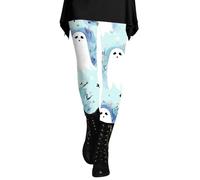 Leggings per Halloween da donna, elasticizzati, a vita alta, controllo della pancia, sederini, sollevamento, allenamento, yoga, pantaloni burrosi, morbidi, fantasma, pipistrello, collant, Blu, 3XL