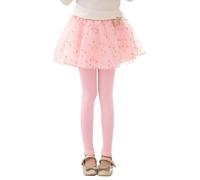 Leggings senza piedi per bambine con gonna tutu, gonna elastica in cotone per portafoglio, Colore: rosa., 3-4 Anni