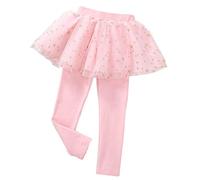 Leggings senza piedi per bambine con tutù Ruffle Twinkle Star Gonna in cotone elasticizzato, Colore: rosa., 6 anni