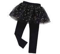 Leggings senza piedi per bambine con tutù Ruffle Twinkle Star Gonna in cotone elasticizzato, Nero , 5 anni