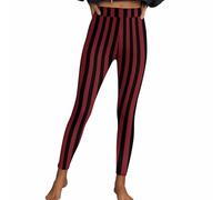 Leggings sexy da donna per Halloween, a righe, stile gotico, punk, a vita alta, per sport, fitness, aderenti, pantaloni da yoga, pantaloni da yoga, pantaloni da casa, pantaloni da festa