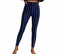 Leggings sexy da donna per Halloween, a righe, stile gotico, punk, a vita alta, per sport, fitness, aderenti, pantaloni da yoga, pantaloni da yoga, pantaloni da casa, pantaloni da festa