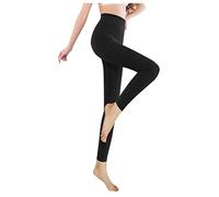 Leggings spessi da donna, a vita alta, termici, foderati in pile, pantaloni da palestra, corsa, tinta unita, per allenamento, invernali, caldi, per il freddo, pantaloni skinny sportivi, Nero , L