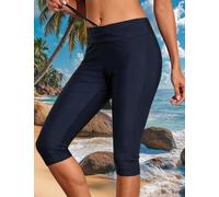 Leggings sportivi da donna, a vita media, UPF 50+, Rash Guard, Blu, 50