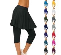 Leggings sportivi da donna con gonna 2 in 1, gonna a pieghe da donna con leggings a 3/4, leggings attivi, a vita alta, per attività all'aria aperta, fitness, ginnastica, sport, yoga, rock, Golf Skort