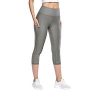 Leggings sportivi da donna, pantaloni da yoga, sette riflettenti, elastici, ad asciugatura rapida, da yoga, da yoga, grigio., XS